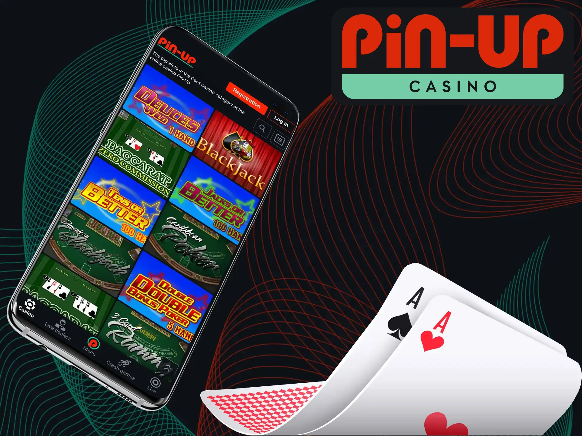 Experience the top card game in the casino, available in both slot and live modes at Pin-Up Casino.