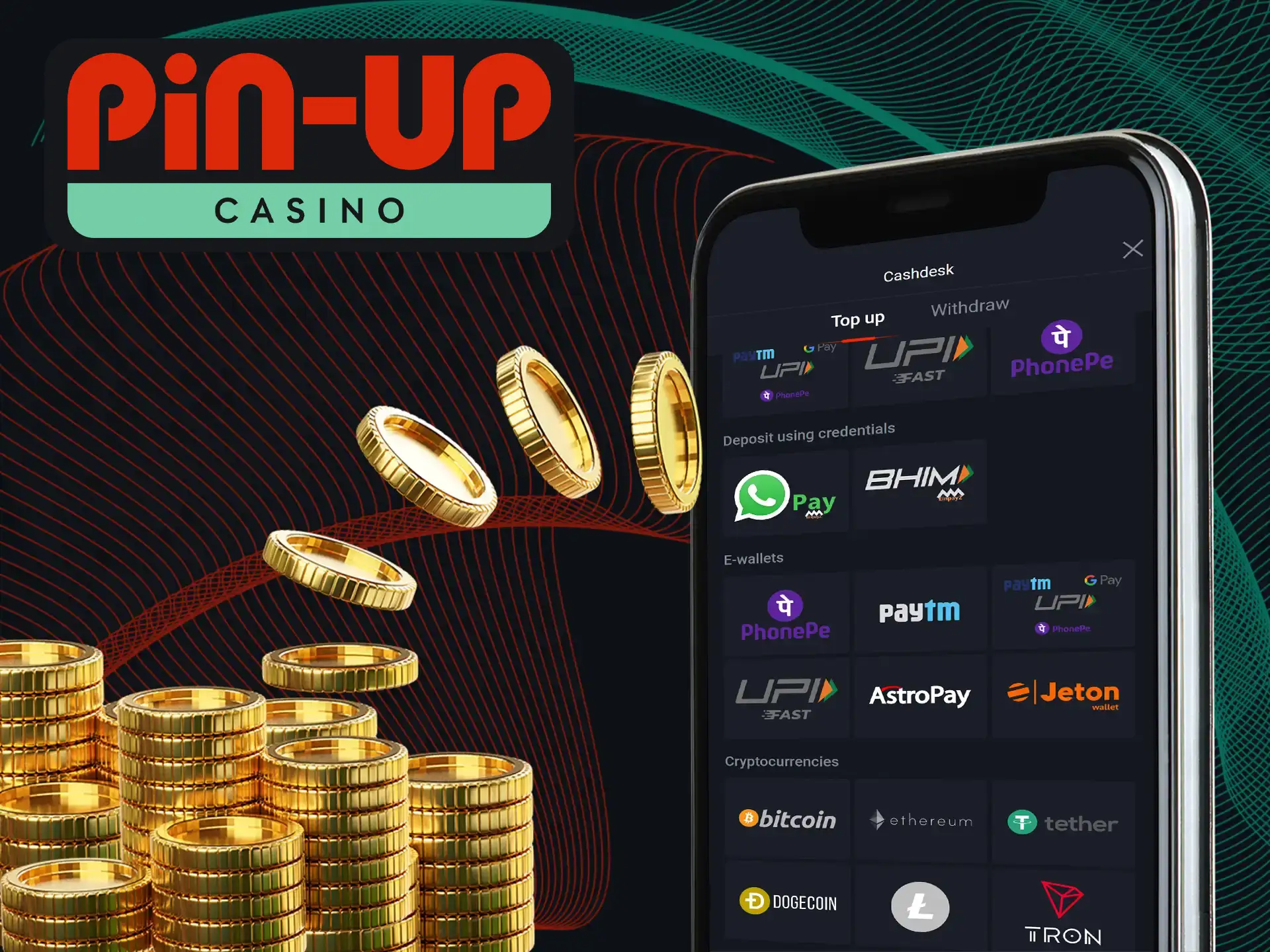 Through the Pin-Up Casino app, you can make deposits quickly and with convenience.